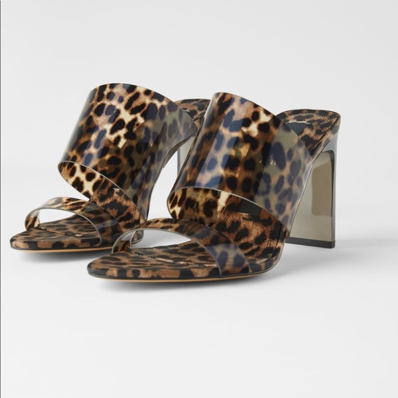 Zara Shoes - ZARA Animal Print Vinyl Heeled Sandals